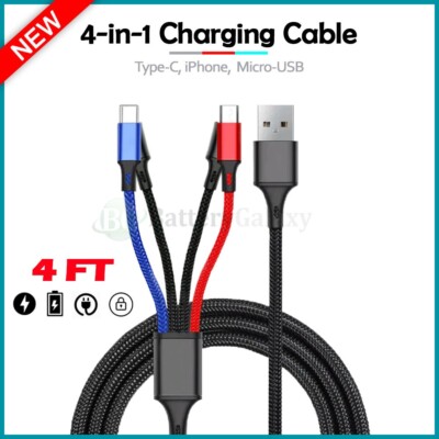 4-in-1 Nylon Braided FAST Charging Cable for Xiaomi Poco X7/Pro/M7 Pro/ Poco C75