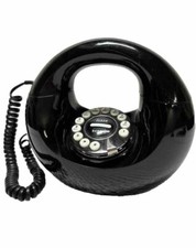 Vintage Black Donut Handbag Rotary Style Telephone Touch Tone 1970s Polyconcept
