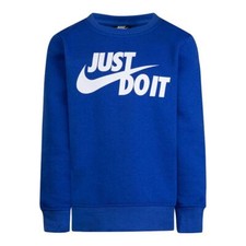 Boys Nike Just Do It Fleece Pullover Sweatshirt, Boy's, Blue, Size 4
