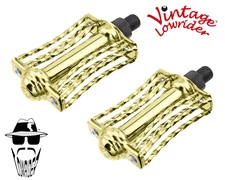 ORIGINAL F&R Vintage Lowrider Pedal Butterfly Twisted Bicycle Pedals 1/2" Gold