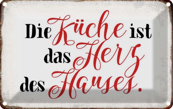 Blechschild 12X18 Cm KüChe Ist Kochen Das Herz Des Hauses Essen Deko Geschenk Me-image
