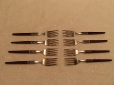 EKCO ETERNA La Joya Stainless Steel Flatware Set Of 8 Salad / Dessert Forks Wood