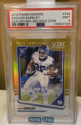 2018 Panini Honors Saquon Barkley #442 Gold Zone Auto RC PSA 9 /25