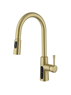 Lefton Pull-Down Kitchen Faucet with Temperature Display in Fahrenheit, 3 Wat...
