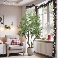 8FT Tall Artificial Olive Tree - Large Faux P...