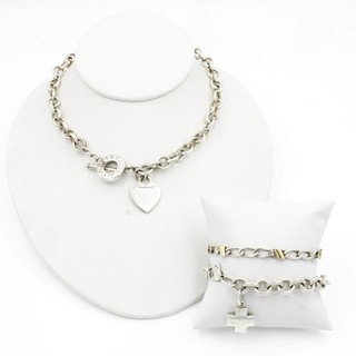 Tiffany & Co Sterling 18K Bracelets Heart Tag Toggle Necklace Lot of 3 #S44509 3