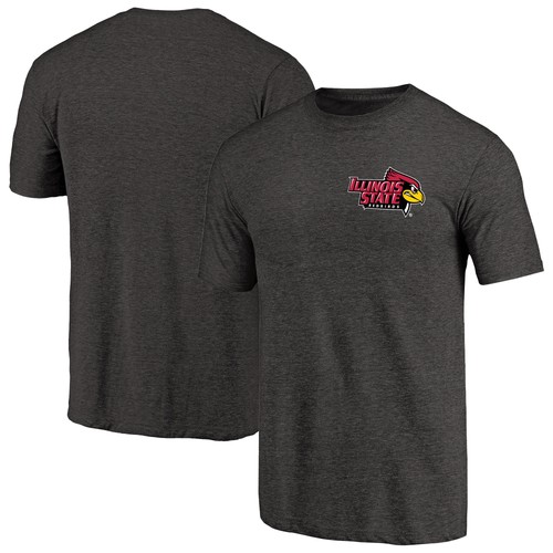 Men's Black Heather Illinois State University Redbirds Left Chest Distressed