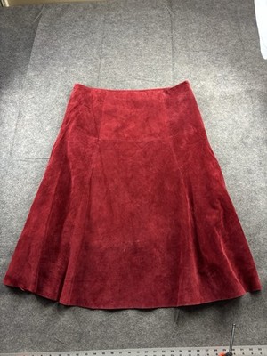 VTG Eddie Bauer Seattle Women s Tall 18 Red Suede Washable Leather Western Skirt