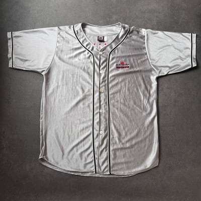 Dada Supreme 90er Shiny Glanz Hip Hop Baseball Shirt Hemd Sagger Silber Gr. M