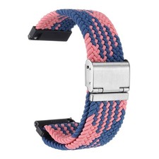 24mm Nylon Braided Watch Bands with Stainless Steel Buckle, Blue Pink