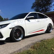 Red Car Side Skirt Stripe Sticker Lower Door Panel Decal For Honda Civic 10th