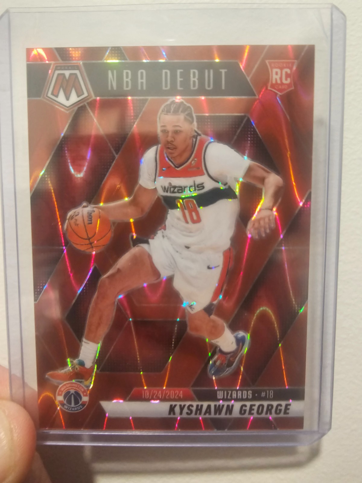 2024-25 Panini Mosaic NBA Debut Kyshawn George #256 Red Seismic Prizm RC /299