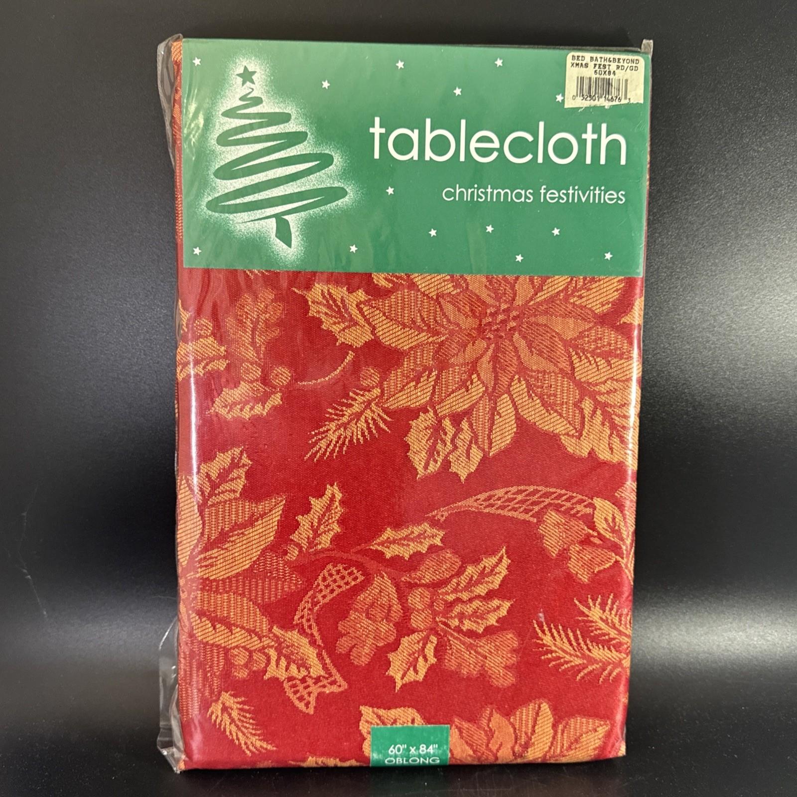 Bed Bath & Beyond Poinsettia Scroll Gold Jacquard 60" x 84" Oblong Tablecloth