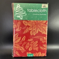 Bed Bath & Beyond Poinsettia Scroll Gold Jacquard 60" x 84" Oblong Tablecloth