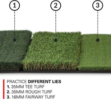 Rukket Golf Mat Attack Tri-Turf Practice Mat 25"x16" Driving Chipping In/Outdoor