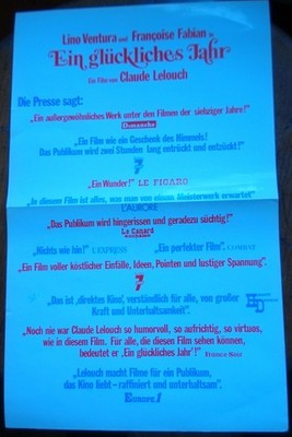Kino Streifen Plakat Ein glückliches Jahr Lino Ventura, Francoise Fabi EA '73