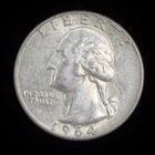 90% Silver - 1964 Washington Quarter  $0.25 FV Circulated Pre-1965 US Coin 28-4