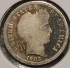 Silver Dime - Barber - 1903-O (Obv tarnish.  Rev is more worn.)