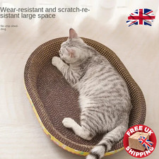 Cat Scratching Board Oval Corrugated Cardboard Furniture Protector Nest UK