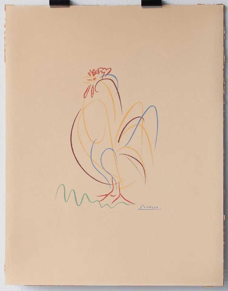 nach Pablo Picasso Le Coq Siebdruck in Farbe Signatur in der Form Serigrafie - Bild 2 von 4