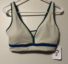 Zyia Active Tritone Flow Sports Bra Womens Large Removable Pads Ivory NWT