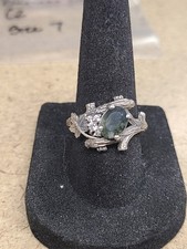 925 Moss Agate Ring Size 7