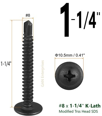 #ad Modified Truss Head #8 x 1 2quot; to 3quot; Self Drilling Screws Black $478.99