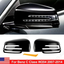 Rear View Mirror Cover Caps Glossy Black For Mercedes W204 W212 W117 C E Class