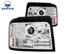 ANZO PROJECTOR HEADLIGHTS CHROME HALO SIDE MARKER PARKING LIGHTS For 92-98 ForD