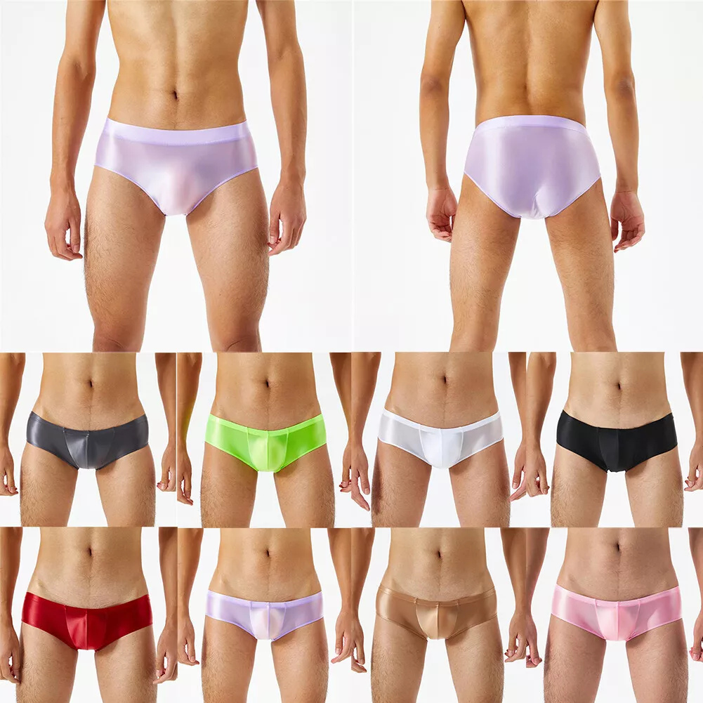 Men Shiny Satin Glossy Soft Low Rise Stretchy Knickers Briefs Underwear  Panties