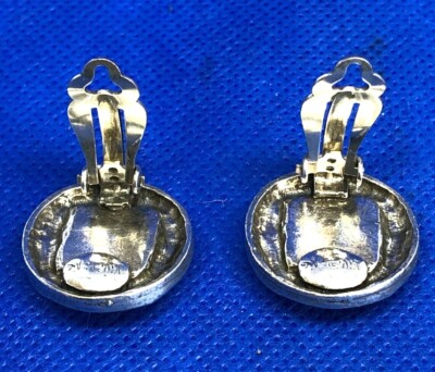 Boucles D'oreilles Vintage LILI LA PIE - Forme Rose Argenté - Occasion En Bon état Général