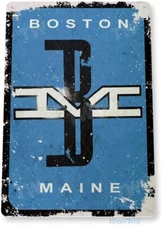 Tin Metal Sign Boston Maine Railroad Retro Rustic Train Station 8x12