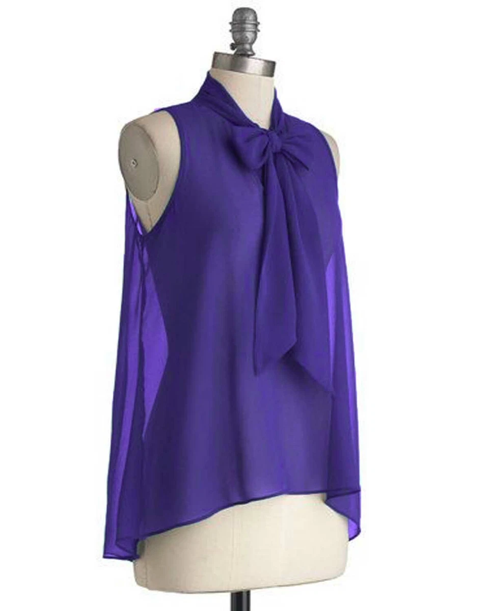 Women Chiffon Casual Wear Purple Tribal Dance Sleeveless Top Party