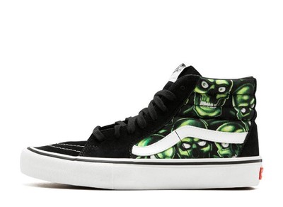 Size 10 - VANS Supreme x Sk8- High Glow-In-The-Dark Skull Pile for 