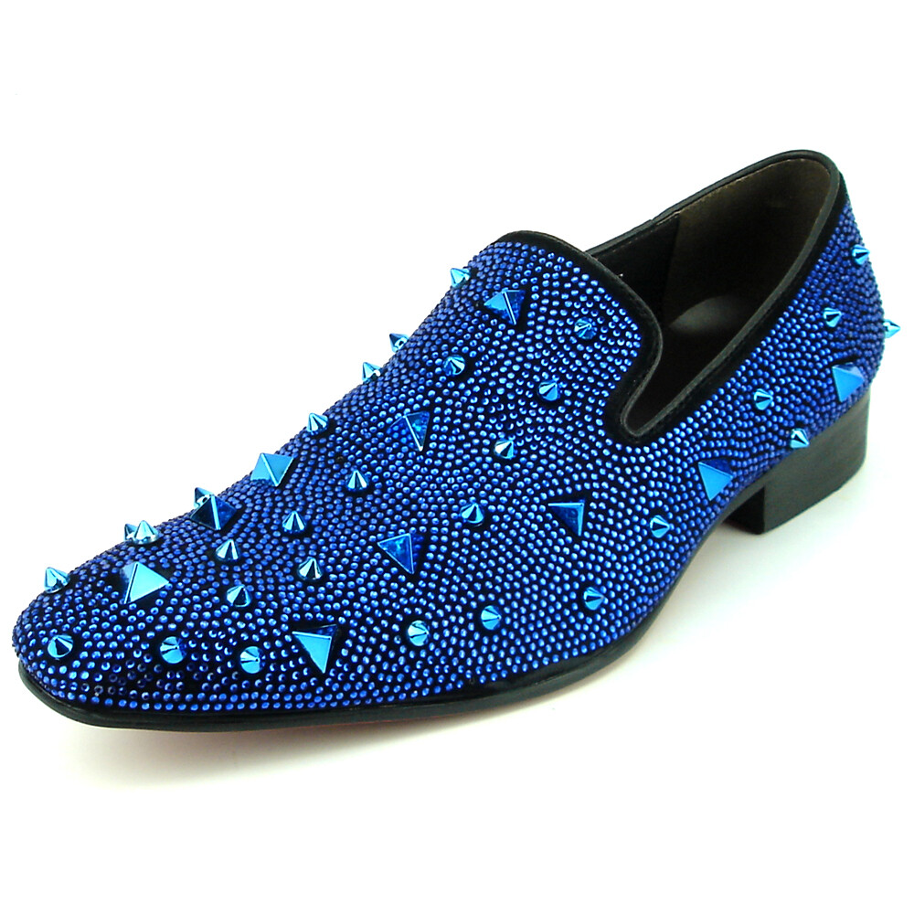 Fiesso by Aurelio Garcia Mens Spiked Loafers FI-7517 Silver Glitter Silver Spikes Fiesso by Aurelio  main image 2