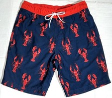 Goodfellow  Co Navy Blue Red Lobster Swimsuit Bathing Suit Swim Trunks Shorts S
