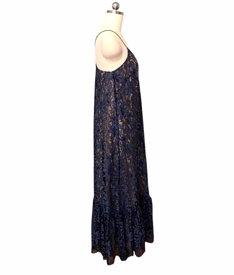 Maxi Vestido Moulinette Soeurs Anthropologie Celestial Azul Encaje Capricho Talla 2 Foto 4 de 4