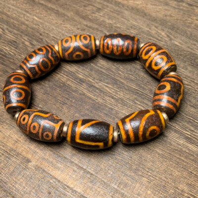 Tibetan Nepalese Himalayan Ancient agate Old Dzi Talisman  eye Bead Amulet FYM