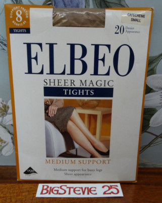 Elbeo Sheer Magic Medium Support 20 Denier Tights Small  Cafecreme  FREE POST