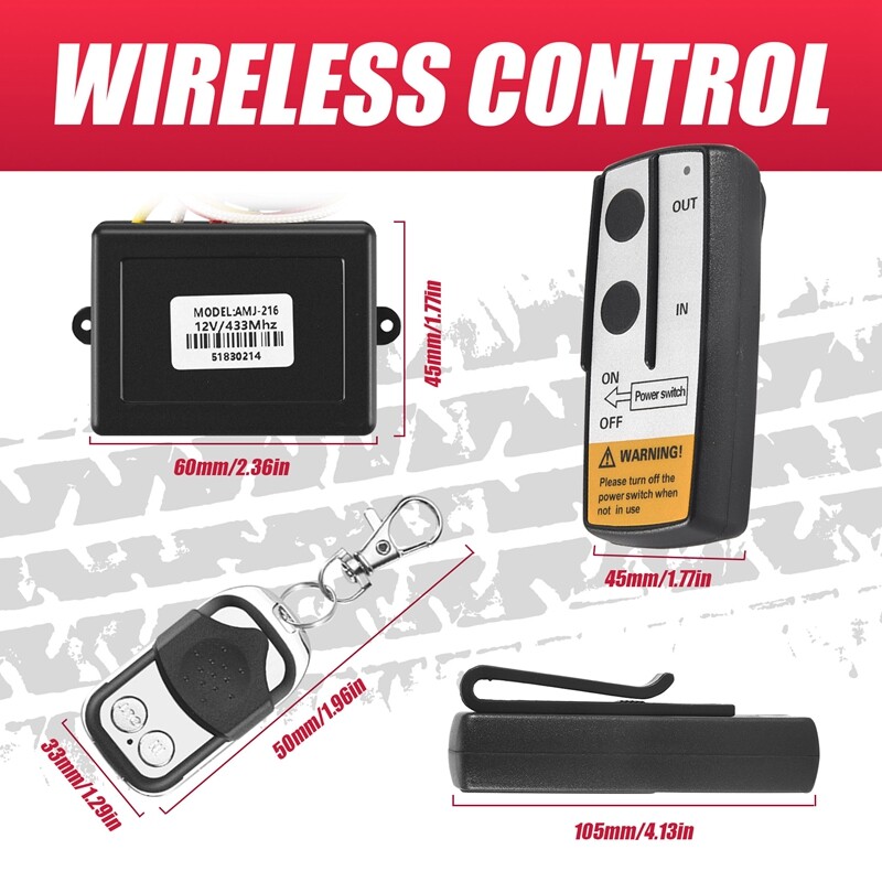 2X(12V 12Volt 50ft Winch Wireless Remote Control Set for Truck ATV Warn Ramsey S 6031384890431