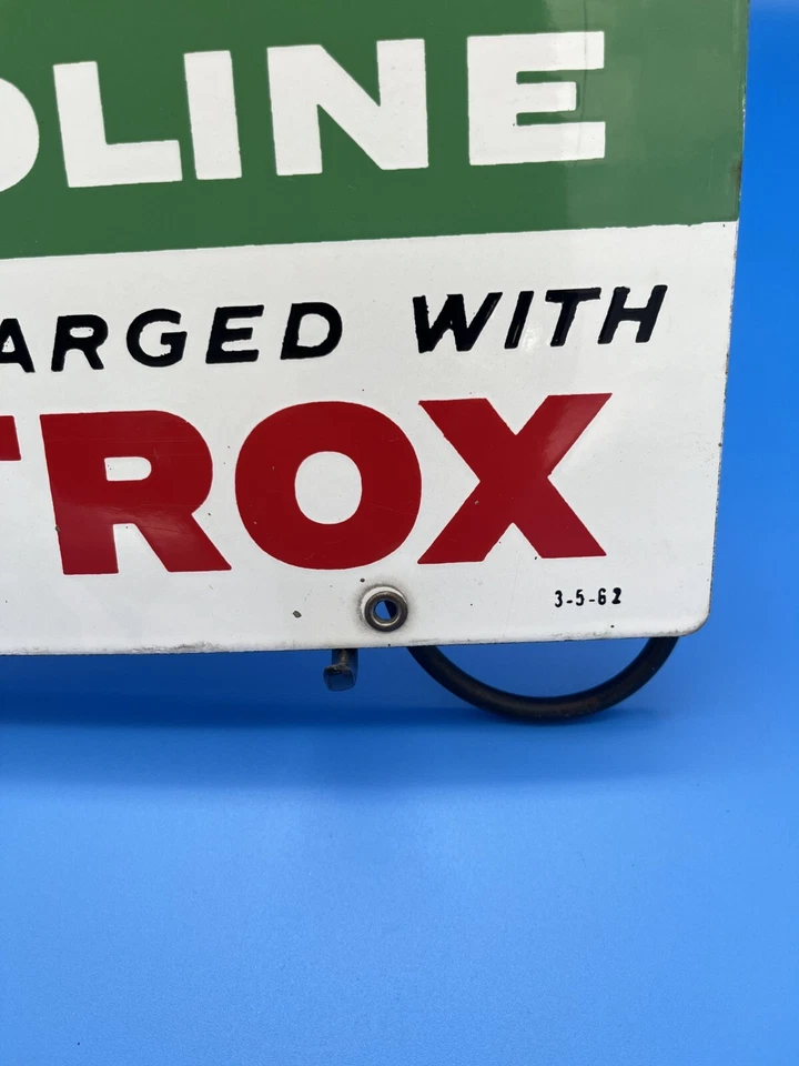 Letrero original 1962 Texaco Sky Chief gasolina Petrox porcelana bomba placa bonito Foto 2 de 4