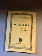 Mendelssohn Piano Concerto 2 D Minor Op 40 Ernst Eulenburg Small Orchestra Score