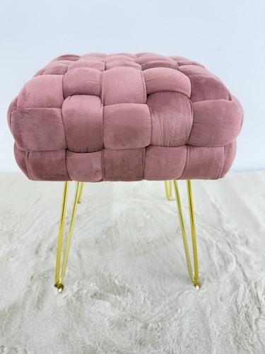 Pouf Intrecciato Venezia In Velluto Rosa - Foto 8 di 9