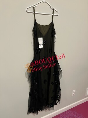 ZARA NEW WOMAN TULLE KNIT DRESS WITH SEQUIN ALL SIZES REF: 6206/104 | eBay