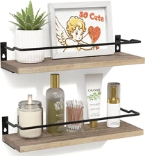 Bathroom Shelves, Guard-Rail Floating Shelves for Wall, Wall Mounted Shelves Set