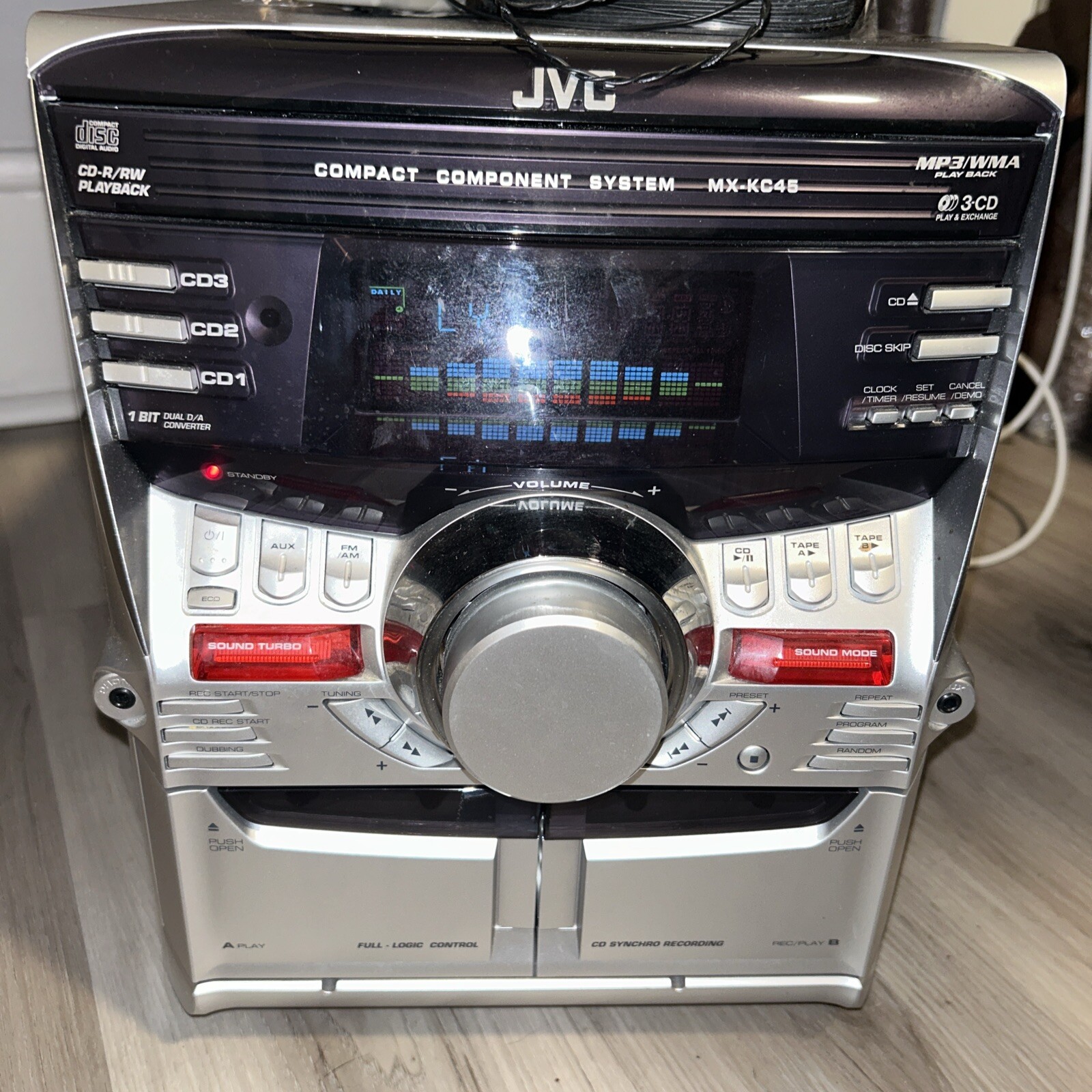 JVC MXKC45 3 CD Changer Dual Cassette Player AM FM Stereo System W