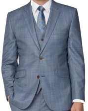 SCOTT Men's Classic Blue Tan Over Check 2 Piece Suit in Size 34 to 60