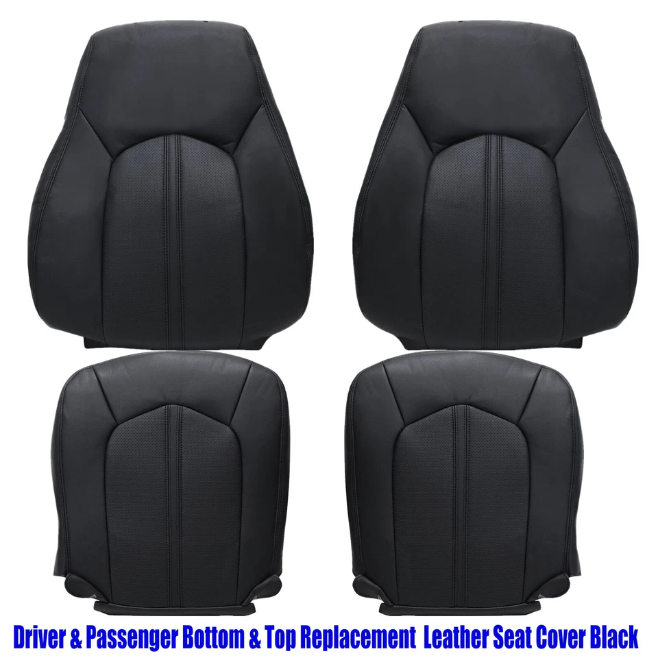 For Cadillac CTS 2008 2009 2010-2013 Front Bottom & Top Seat Cover Black Leather Foto 3 de 4