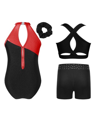 Kids Girls Outfit Sleeveless Dancewear Athletic Bodysuit Figure Ice Skating Gym - Picture 47 of 82
