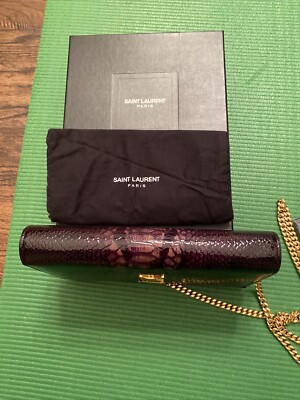 YSL Saint Laurent Monogram Python Effect Leather CrossBody Chain